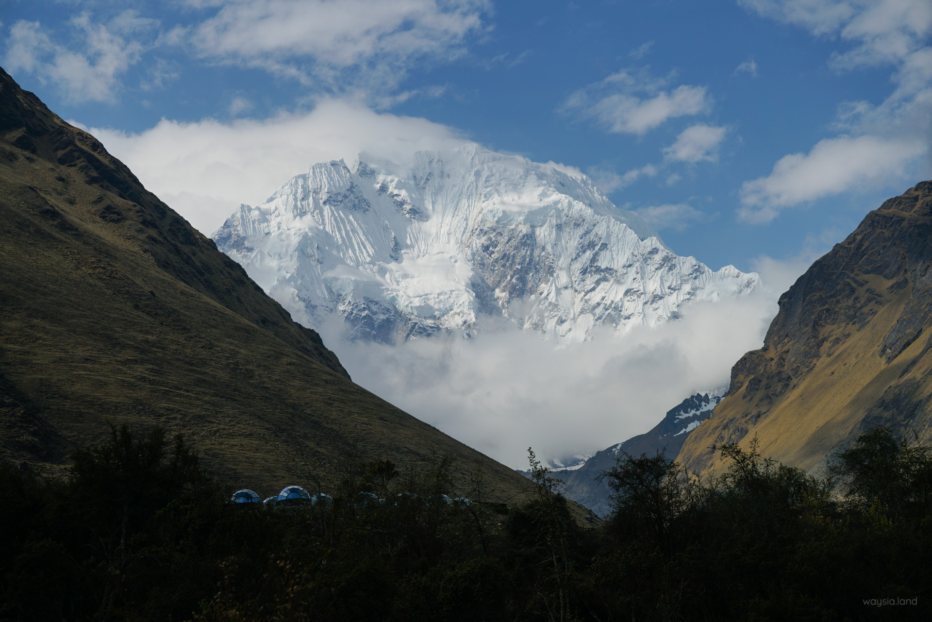 View of Salkantay Mountain from the campsite.