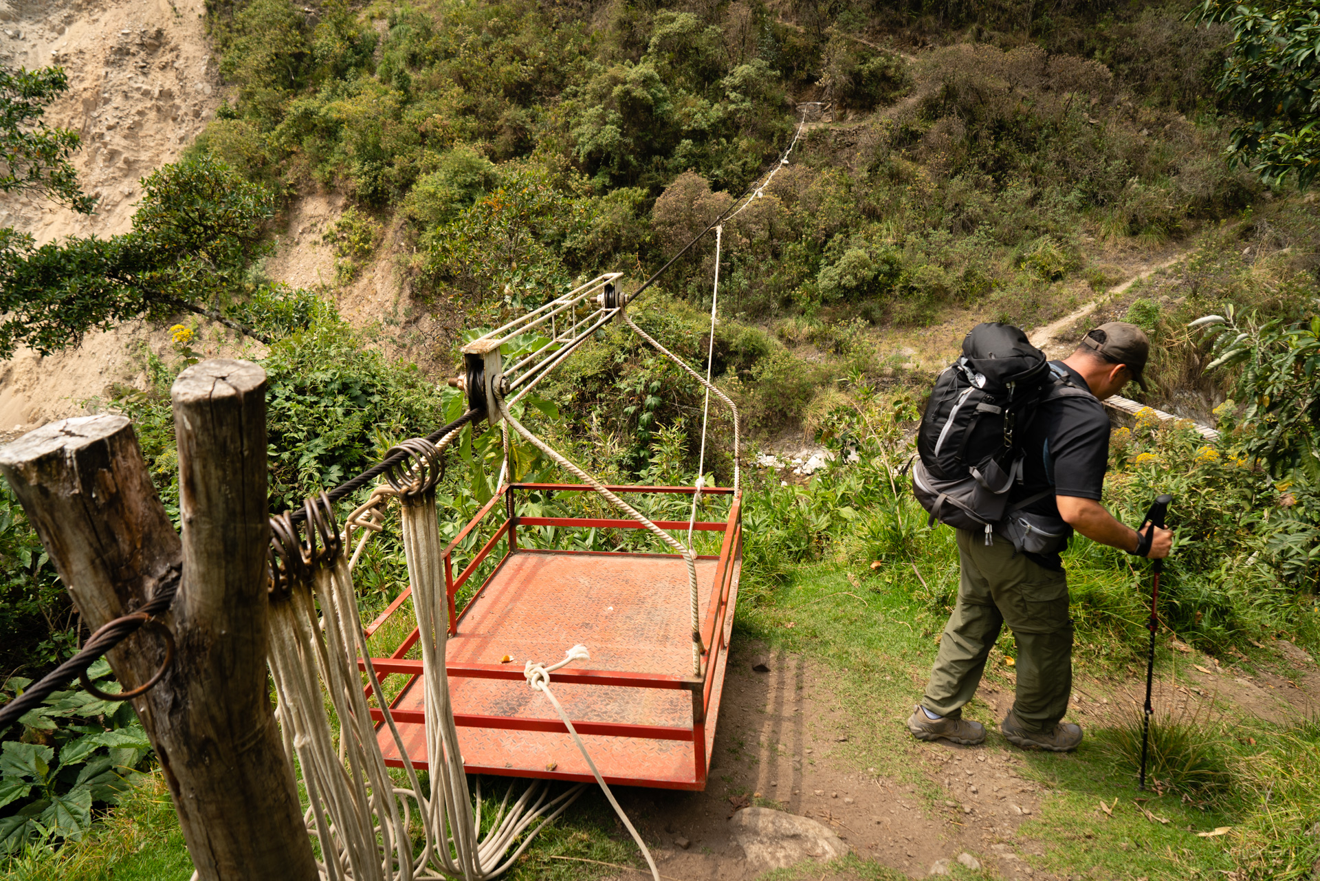 Local method of crossing the valley. We took the bridge below.