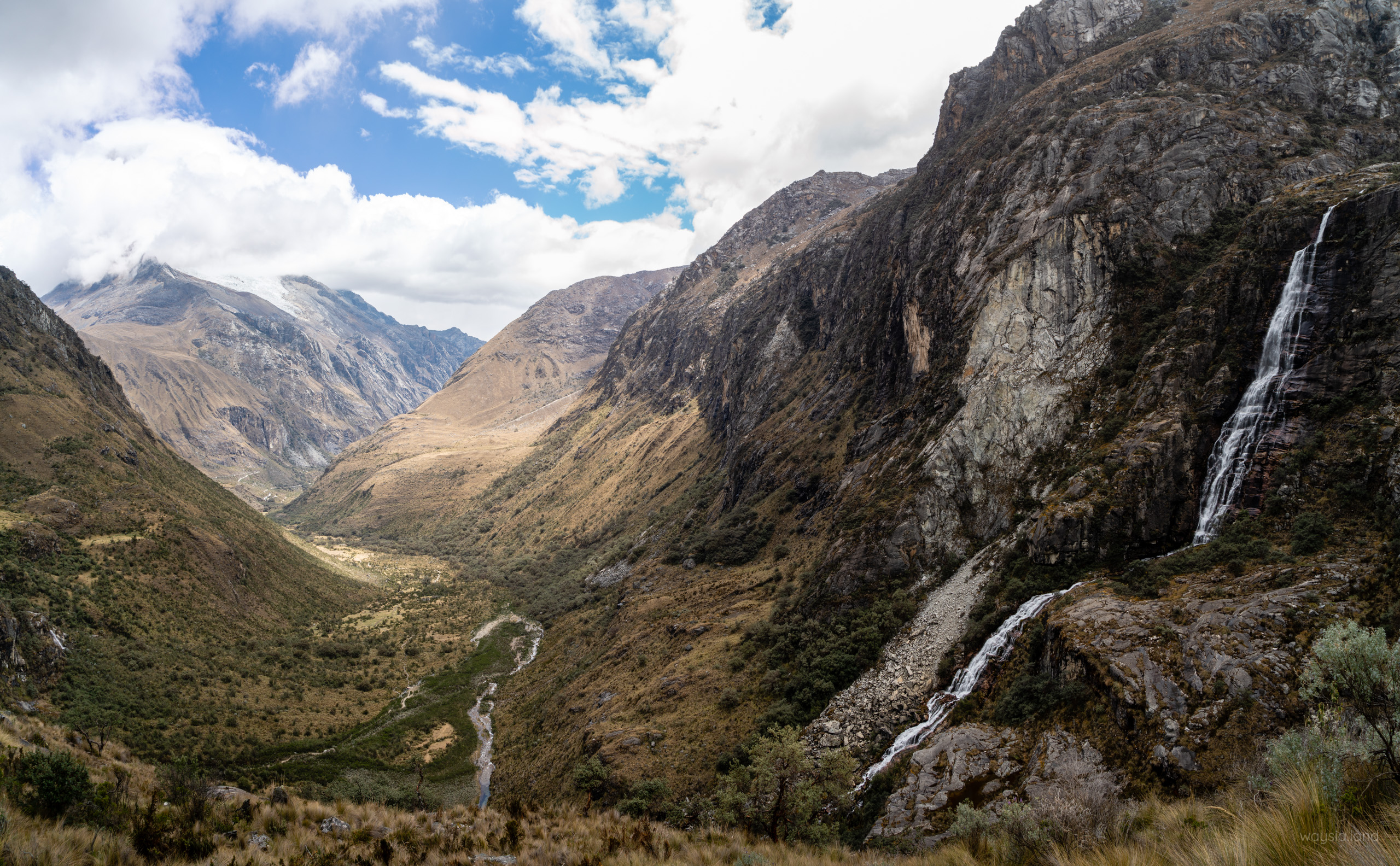 On the way back down from Laguna 69. If you look closely you can see the tiny trail below