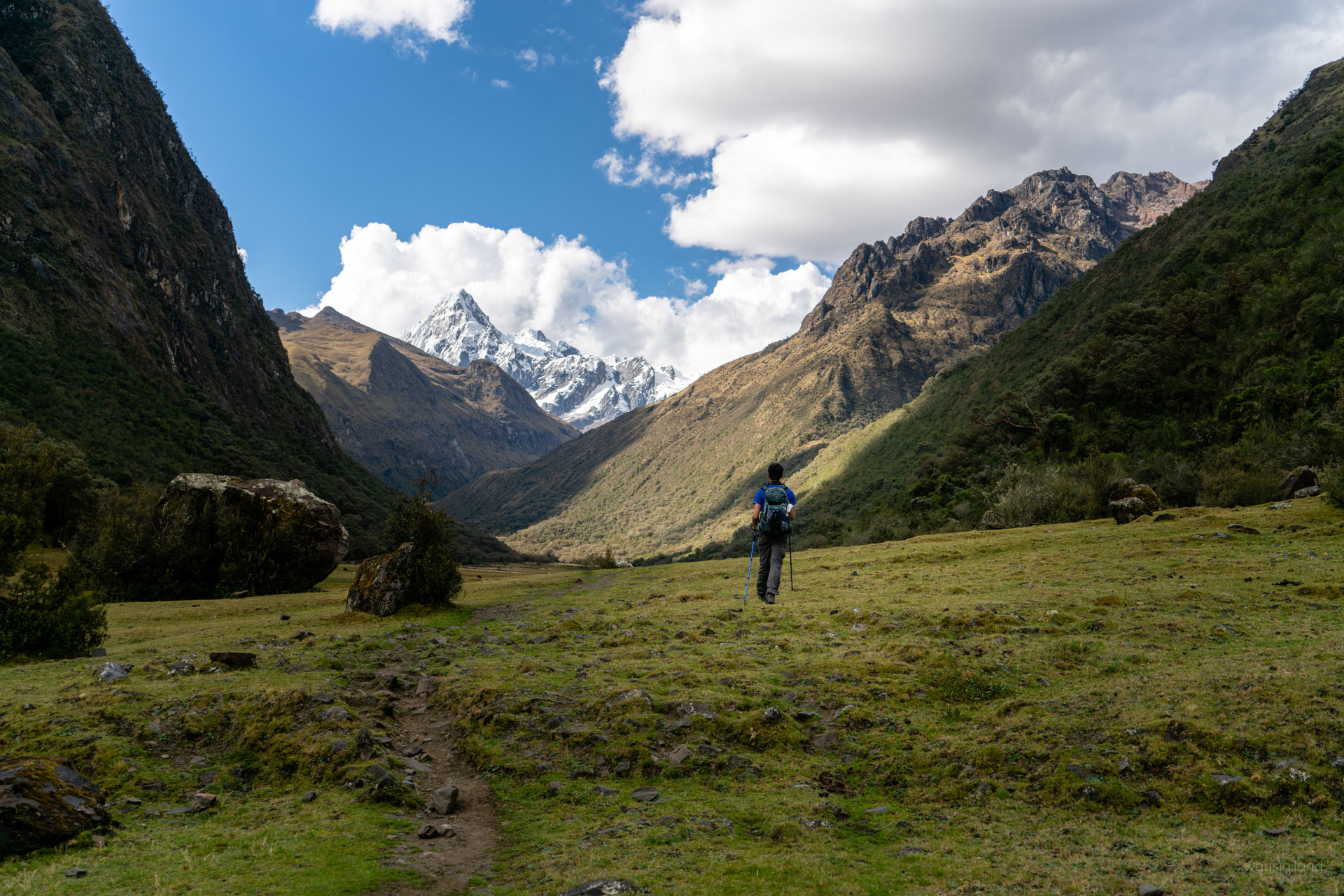 Hiking through in the valley