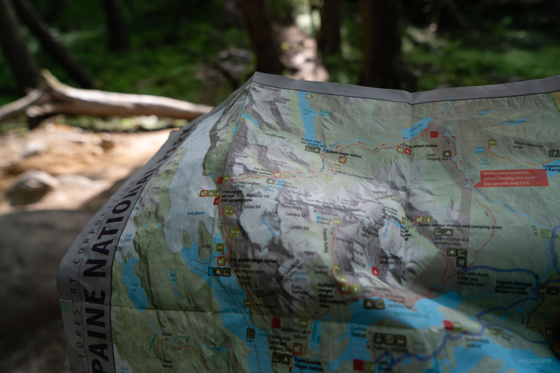 Torres del Paine trail map